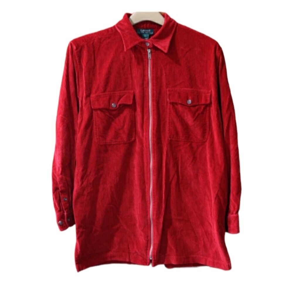 Lauren Ralph Lauren Red Corduroy Chore Jacket Blazer LG Full-Zip Heritage